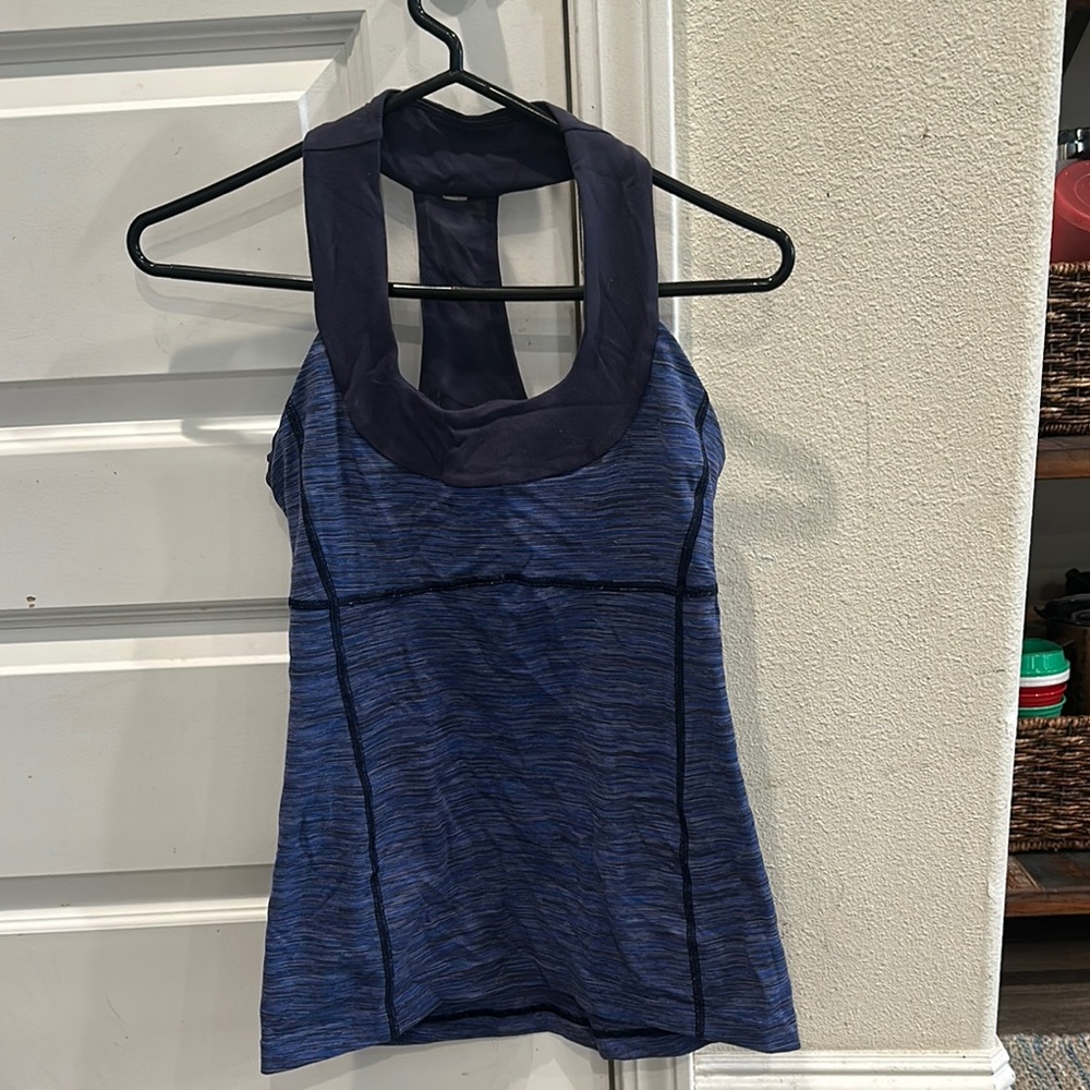 lululemon athletica Blue Tank Top with Fitted Style and Cut Out Features